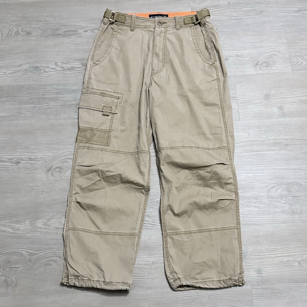 New Abercrombie & Fitch Pants Mens 31x30 Khaki Stretch Cargo Utility Outdoor NWT